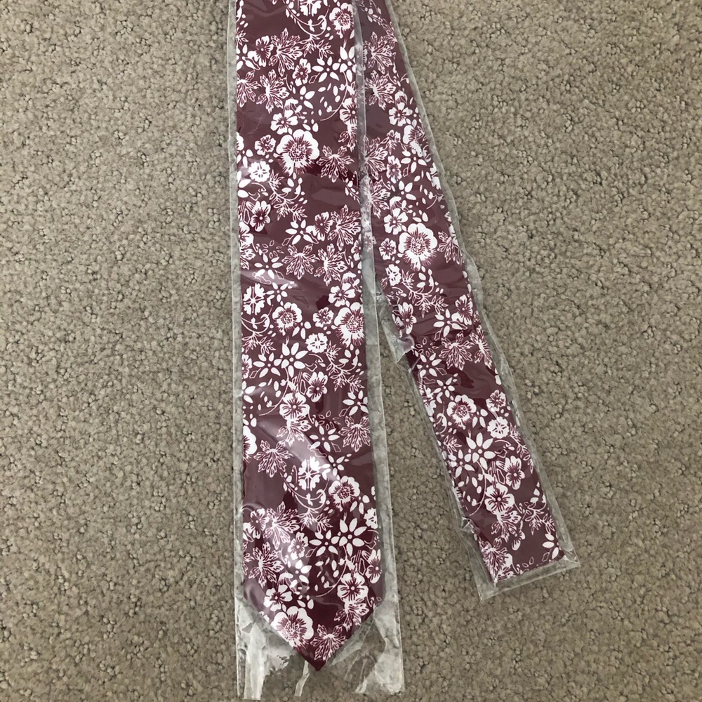 Red floral necktie